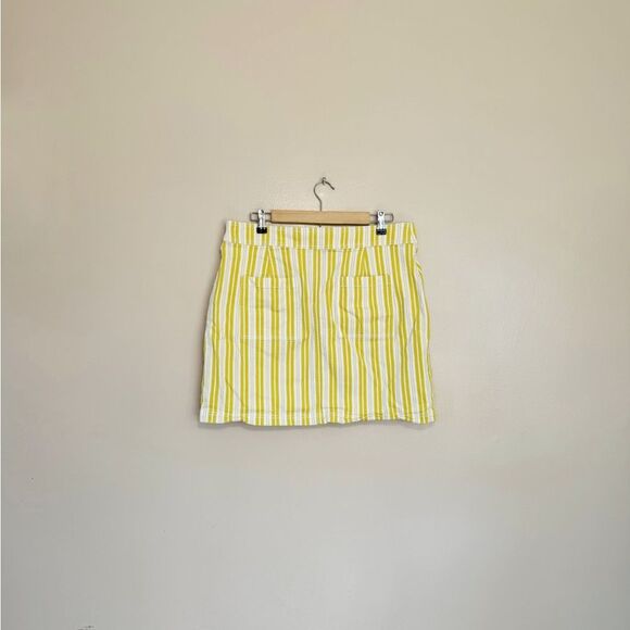 SALE! Yellow Stripe LOFT Cotton Skirt Size 14 EUC - Picture 2 of 5